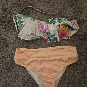 Floral Bikini Top and Peach Bottom